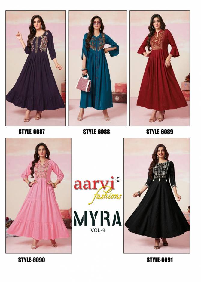 Aarvi Myra 9 Heavy Rayon Wholesale Anarkali Kurti Collection